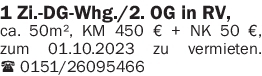 Vermietung 1-2 Zimmer-Wohnungen