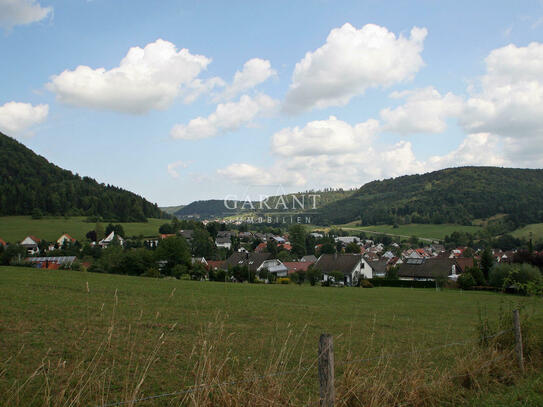 Grundstück am Ortsrand mit Blick auf den Ort