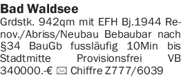Kaufangebote Grundstücke