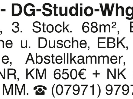 2,5 Zimmer DG Studio Wohnung