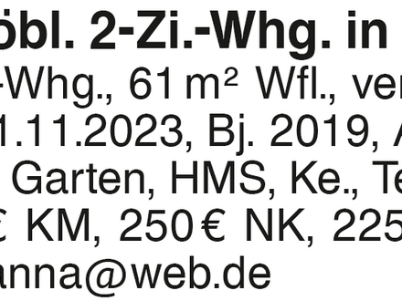 Teilmöbl. 2Zi Whg in SHA