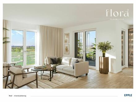 Nachhaltig, modern, stylish: 3-Zimmer-Wohnung in Holz-Hybrid-Villa mit Loggia & Weitblick ins Grüne.