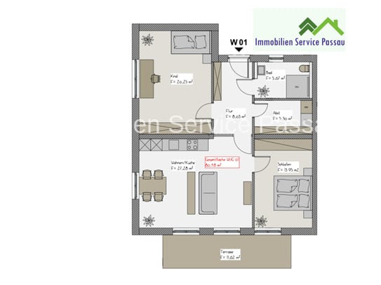 3-Zimmer-Wohnung in Fürstenzell mit Terrasse. Nur mit Wohnberechtigungsschein mietbar!