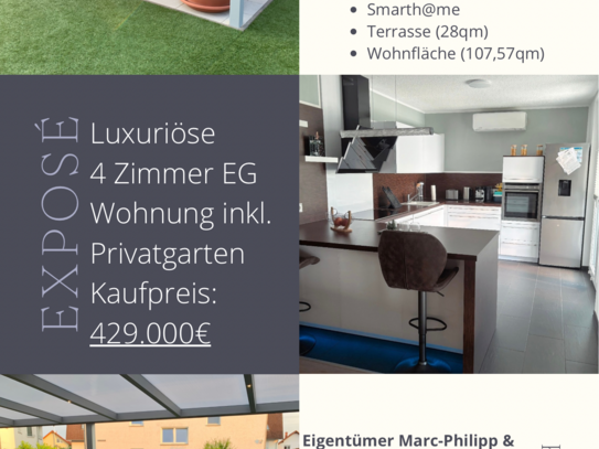 Luxuriöse 4-Zimmer EG Whg. Privatgarten Klima Garage SmartHome