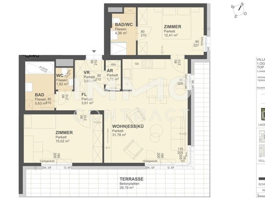 KREMSER WOHNDOMIZIL 3Zi- 80qm - Terrasseneigentum, Lift, Tiefgarage, in beliebter Grünruhelage