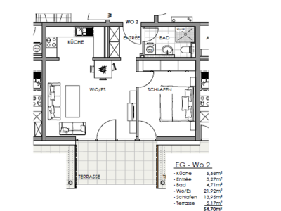 Grundriss Erdgeschoss - Wohnung 2