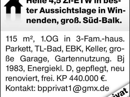 Helle 4,5 Zi-ETW in bester Aussichtslage in Winnenden, groß. Süd-Balk.115...