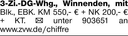 3-Zi.-DG-Whg., Winnenden, mit Blk., EBK. KM 550,- € + NK 200,- € + KT....