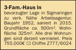 Kaufangebote Häuser allgemein