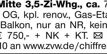 WN-Mitte 3,5-Zi-Whg., ca. 75 m² im 2. OG, kpl. renov., Gas-Etagenhzg.,...