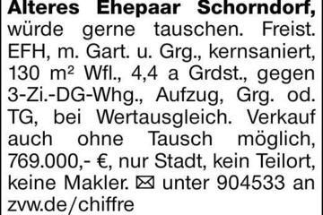 Älteres Ehepaar Schorndorf, würde gerne tauschen. Freist. EFH, m. Gart....