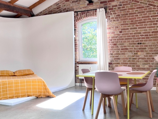 Studio-Loft Rummelsburg - 1-Zimmerwohnung als Loft mit Internet, TV, Küche, Doppelbett, Dusche/Wc