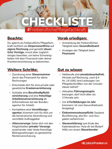 Checkliste mit allen wichtigen Informationen rund um die freiberufliche Pflegekraft