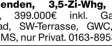 Winnenden, 3,5-Zi-Whg, EG, 90m², 399.000€ inkl. Garage, TL-Bad, SW-Terrasse,...