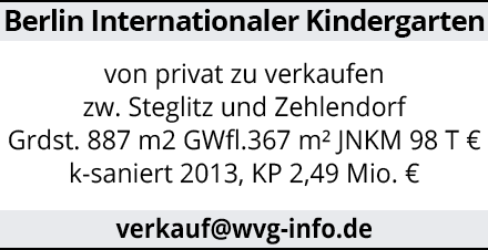 Berlin Internationaler Kindergarten von privat zu verkaufen