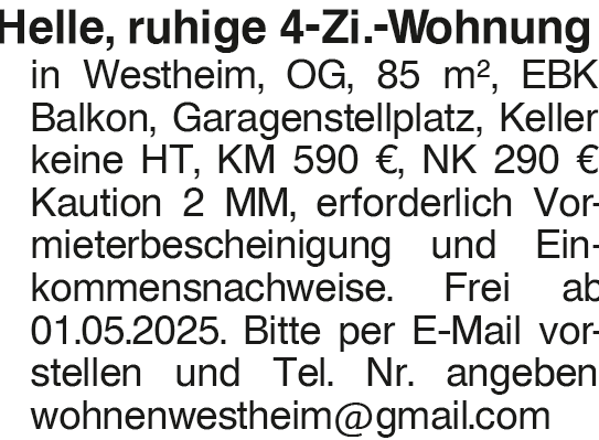 Helle, ruhige 4-Zi.-Wohnung