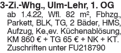 3 Zi Whg. Ulm Lehr, 1. OG