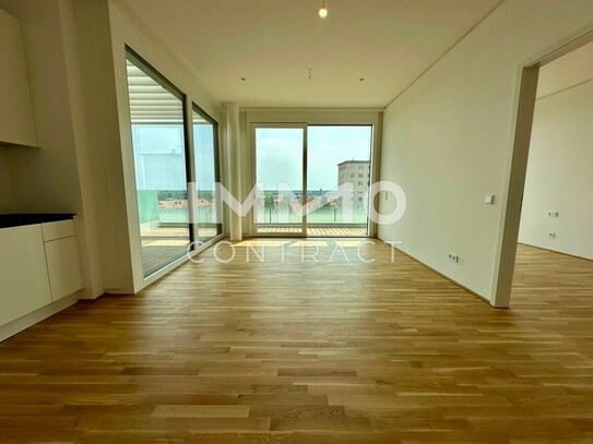 Danubeview! THE modern residential complex. 2 rooms, terrace at the 8th floor.