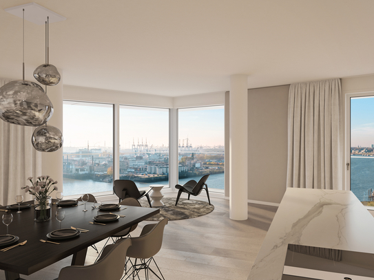 Exklusive Vier-Zimmer-Wohnung im Luxustower FiftyNine mit Weitblicken über die Elbe