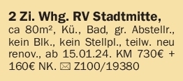 Vermietung 3-4 Zimmer-Wohnungen