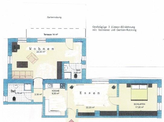 Großzügige 3-Zi-EG-Whg. mit Terrasse und Gartennutzung im Großraum 88361 Altshausen/Kreis Ravensburg