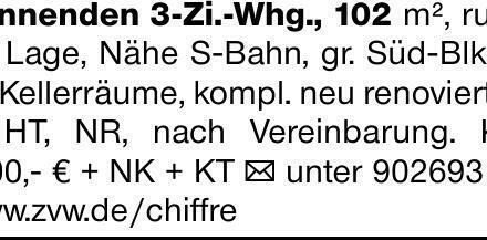 Winnenden 3-Zi.-Whg., 102 m², ruhige Lage, Nähe S-Bahn, gr. Süd-Blk., 2...