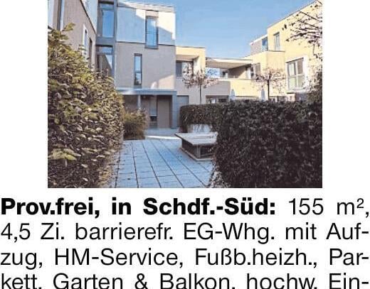 Prov.frei, in Schdf.-Süd: 155 m², 4,5 Zi. barrierefr. EG-Whg. mit Aufzug,...