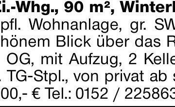 3,5-Zi.-Whg., 90 m², Winterbach, in gepfl. Wohnanlage, gr. SW-Blk., m....