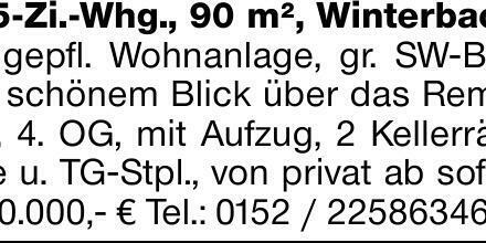 3,5-Zi.-Whg., 90 m², Winterbach, in gepfl. Wohnanlage, gr. SW-Blk., m....