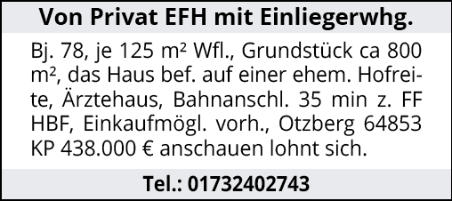 Von Privat EFH mit Einliegerwhg.