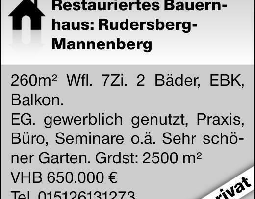 Restauriertes Bauernhaus: Rudersberg-Mannenberg260m² Wfl. 7Zi. 2 Bäder,...