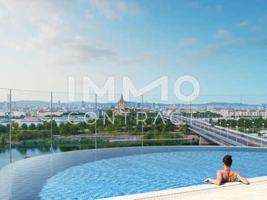 Neubau-Erstbezug an der Neuen Donau mit Ausblick, Top-Ausstattung und Top-Grundriss, Küche inklusive