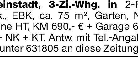 Weinstadt, 3-Zi.-Whg. in 2-FH, Blk., EBK, ca. 75 m², Garten, NR, keine...