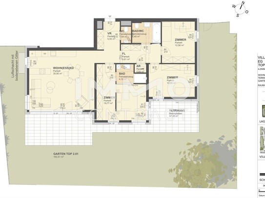 KREMSER WOHNDOMIZIL 4Zi- 109qm- Gartenwohnung, Lift, Tiefgarage, in beliebter Grünruhelage