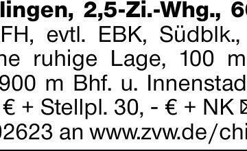 Waiblingen, 2,5-Zi.-Whg., 60 m², in 5 FH, evtl. EBK, Südblk., Stpl., schöne...