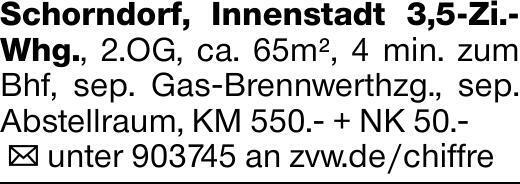 Schorndorf, Innenstadt 3,5-Zi.- Whg., 2.OG, ca. 65m², 4 min. zum Bhf, sep....