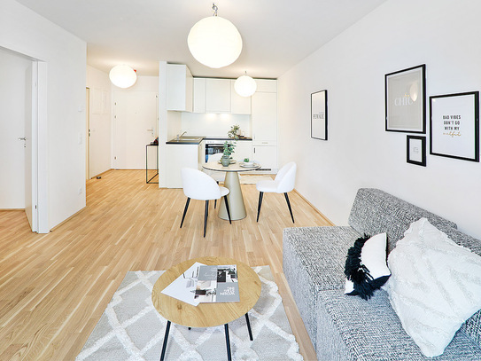 Neu am Markt: 2-Zimmer-Wohnung im Niedrigenergiehaus | Balkon, Fußbodenheizung, Kellerabteil, U2