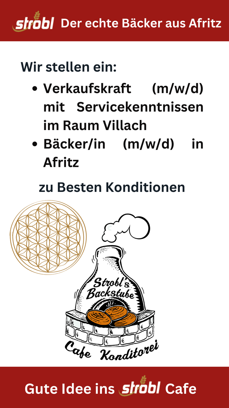 
B&auml;cker/in (m/w/d) in Afritz
Verkaufskraft (m/w/d) mit Servicekenntnissen im Raum Villach
