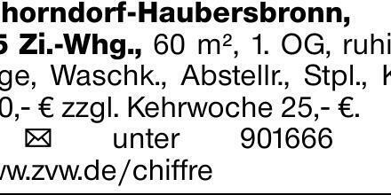 Schorndorf-Haubersbronn,2,5 Zi.-Whg., 60 m², 1. OG, ruhige Lage, Waschk.,...