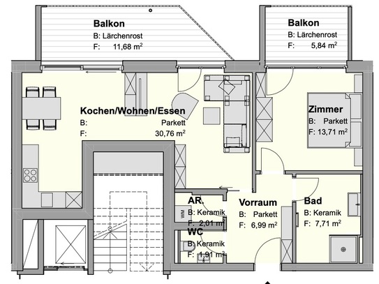 Villach - Völkendorf: TOP 1.07 *ERSTBEZUG Sept. 2024* 2-Zimmer Wohnung mit schönen Balkonflächen