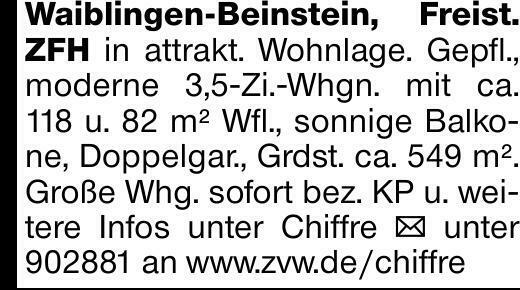 Waiblingen-Beinstein, Freist. ZFH in attrakt. Wohnlage. Gepfl., moderne...