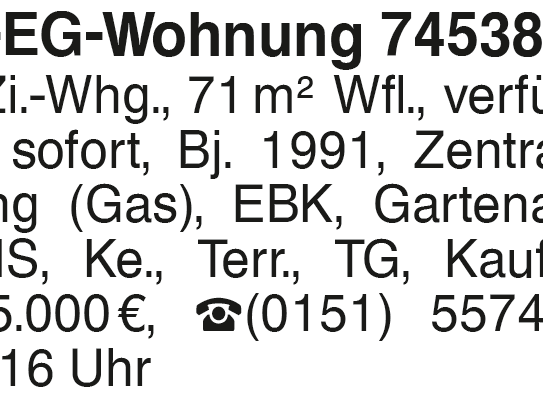 3 Zi-EG-Wohnung 74538 Ro