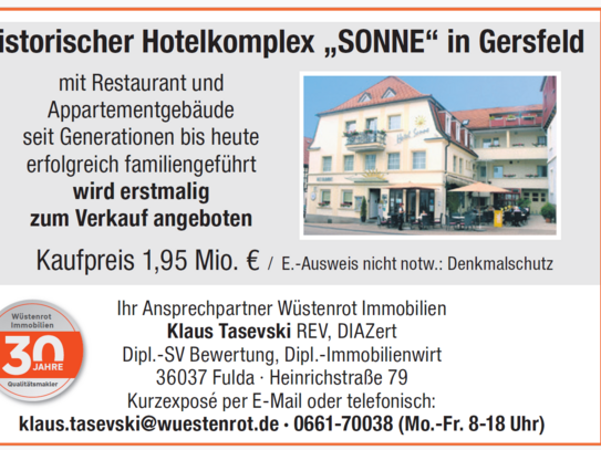 Historischer Hotelkomplex „SONNE“ in Gersfeld
