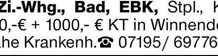 2-Zi.-Whg., Bad, EBK, Stpl., KM 550,-€ + 1000,- € KT in Winnenden, Nähe...