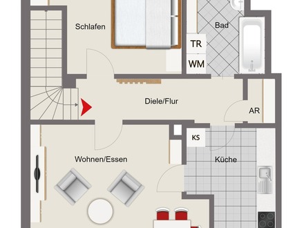 Helle 2-Zimmer-Wohnung im Sparkassengebäude in Straßkirchen zu vermieten