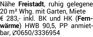 Mietwohnung in Freistadt (4240) 20m²