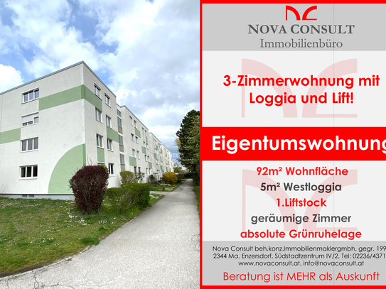 92m² 3-Zimmerwohnung mit Loggia und Lift in Grünruhelage!