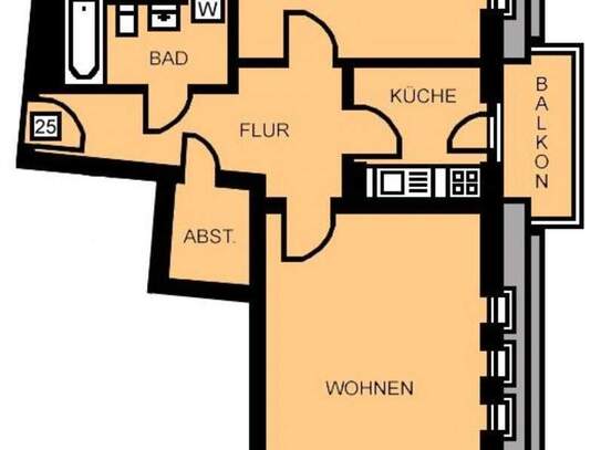 helle Dachgeschosswohnung mit moderner EBK + Balkon + TG in Schloßchemnitz