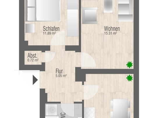 Schöne 2 Raum-Wohnung mit Wohnküche