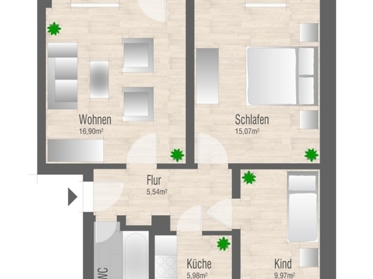 3-Raum-Wohnung mit Balkon auf dem Sonnenberg